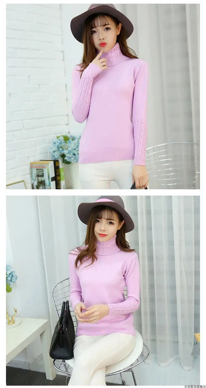 Women Sweater Turtleneck Pullovers Autumn Winter Sweaters New 2025 Long Sleeves Thick Warm Female Sweater Khaki