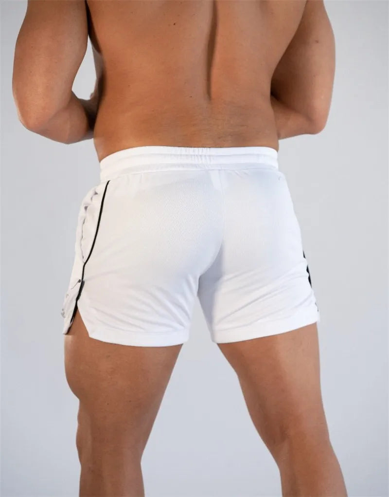 GITF Mens Gym Training Shorts Men Sports Casual Clothing Fitness Workout Running Grid quick-drying compression Shorts Athletics