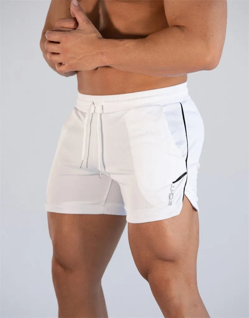 GITF Mens Gym Training Shorts Men Sports Casual Clothing Fitness Workout Running Grid quick-drying compression Shorts Athletics