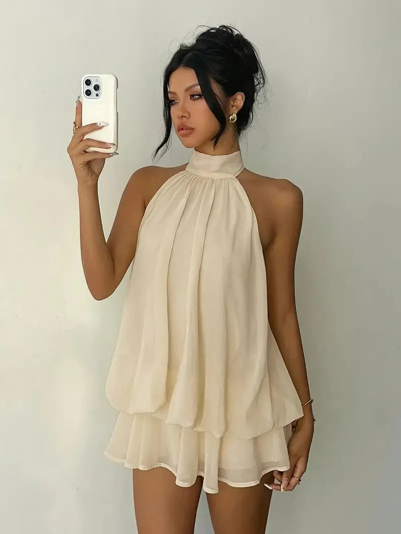 Halter Mini Dress Women Chiffon Backless Summer Dress Woman Sweet Party Dress Sexy Beach Dresses For Women 2026 Vestidos Mujer