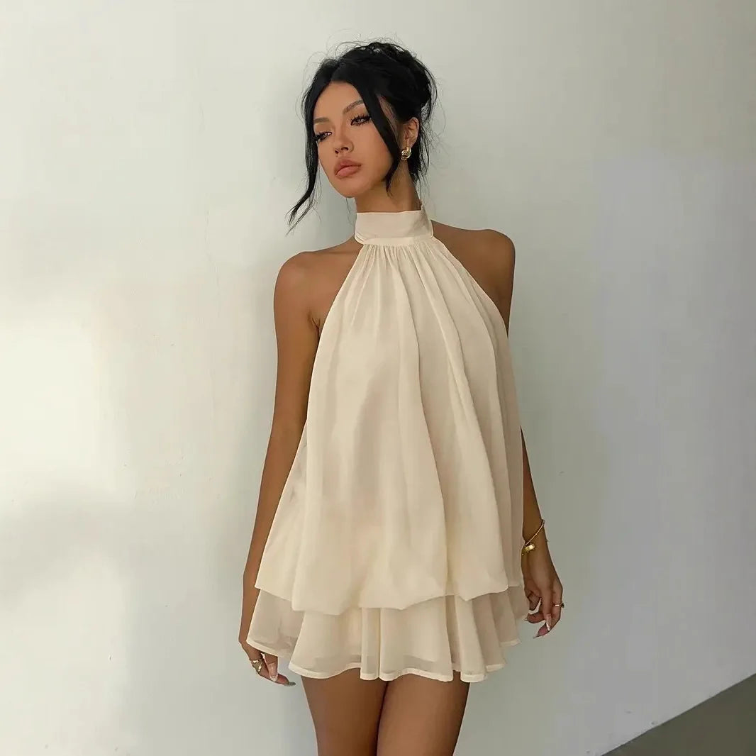 Halter Mini Dress Women Chiffon Backless Summer Dress Woman Sweet Party Dress Sexy Beach Dresses For Women 2026 Vestidos Mujer
