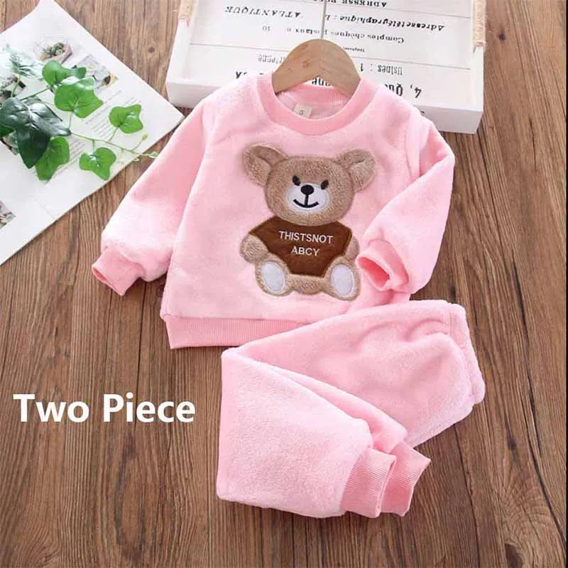New Children's Warm Three-Piece Girl's Cute Hooded Set Autumn Winter Boy's Fashion Casual Comfortable Suit 12M-4 Years Old