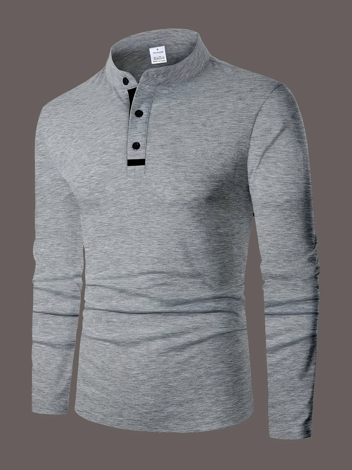 A Stylish Men's Round-Neck Plain Spliced Polo Shirt Suitable for Wearing at Home in Summer, Autumn, and Winter