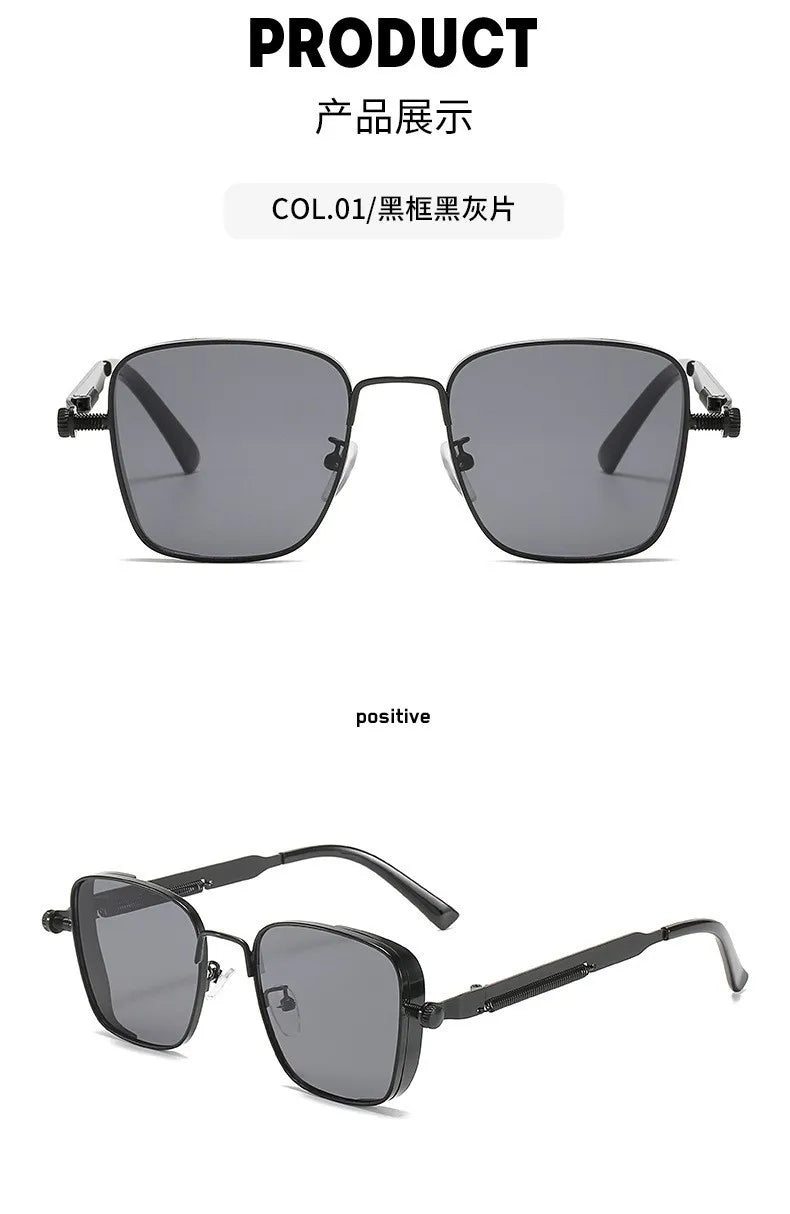2025 Polarized Sunglasses Men High End Handsome Driving Special Anti UV High Quality Metal Punk Fashion Trends Sunglasses