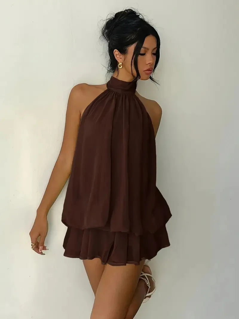 Halter Mini Dress Women Chiffon Backless Summer Dress Woman Sweet Party Dress Sexy Beach Dresses For Women 2026 Vestidos Mujer