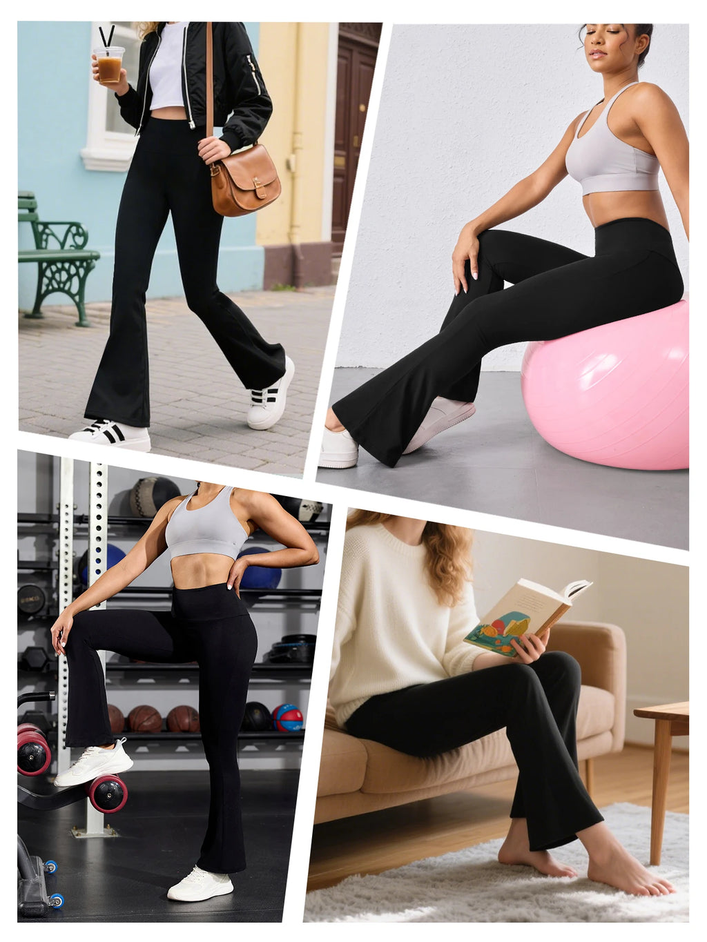 Women's Super Soft Flare Pants High Waisted Tummy Control Workout Yoga Leggings Bell Bottoms