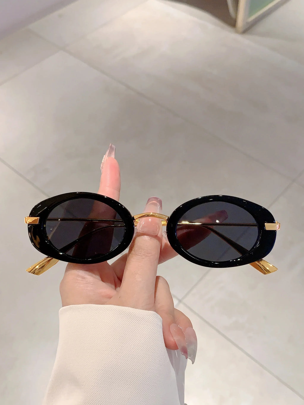 Small Oval Frame Retro Sunglasses Luxury Metal Designer Shades Women's Trendy Fashion Brand Leopard Beach Sun Glasses for Lady