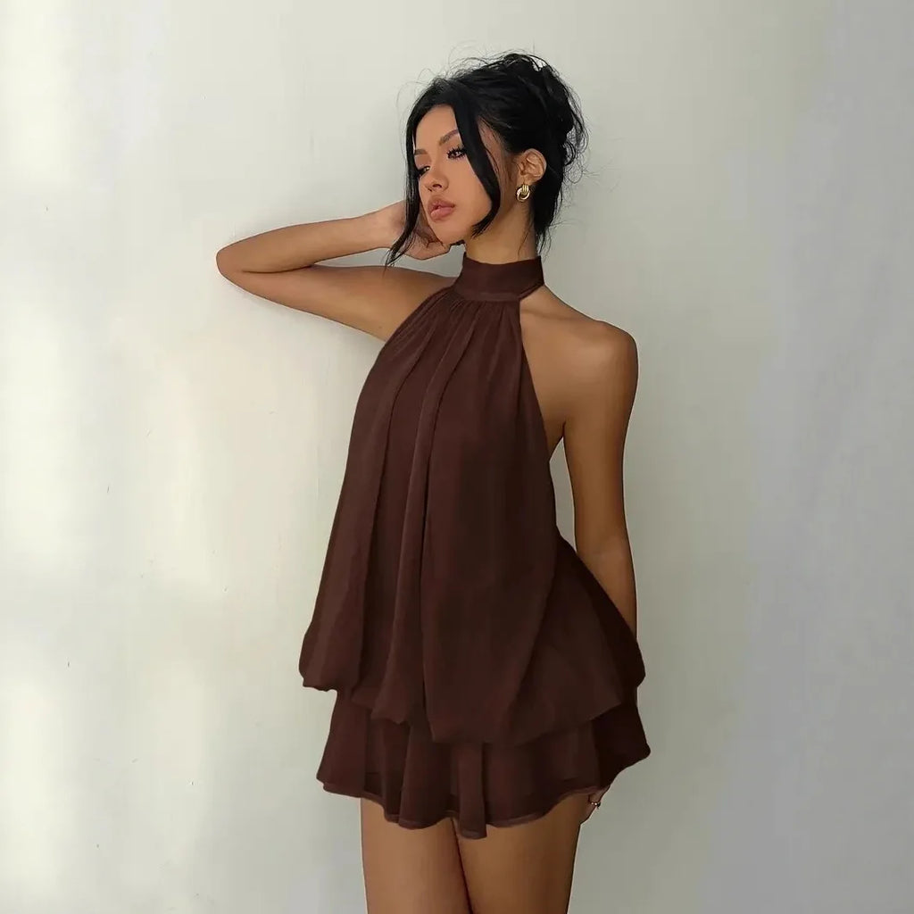 Halter Mini Dress Women Chiffon Backless Summer Dress Woman Sweet Party Dress Sexy Beach Dresses For Women 2026 Vestidos Mujer