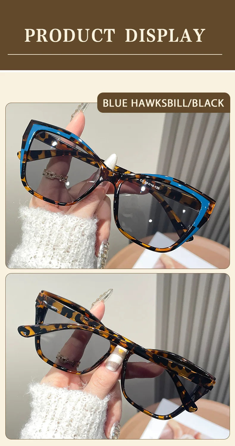 Fashionable Color Block Personality Sunglasses Street Snap Slimming Effect Popular Eyewear Oculos De Sol Female Eyeglasses