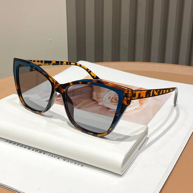 Fashionable Color Block Personality Sunglasses Street Snap Slimming Effect Popular Eyewear Oculos De Sol Female Eyeglasses