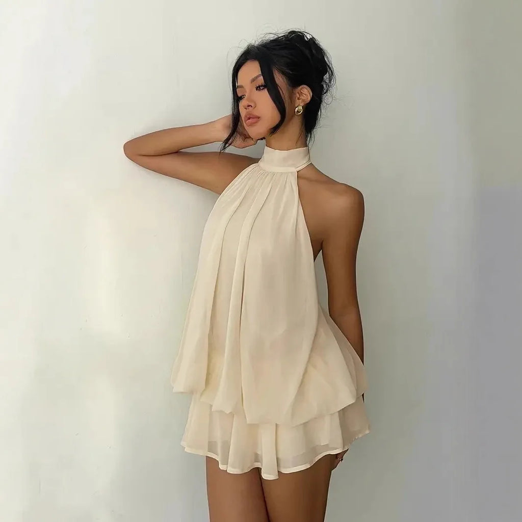 Halter Mini Dress Women Chiffon Backless Summer Dress Woman Sweet Party Dress Sexy Beach Dresses For Women 2026 Vestidos Mujer