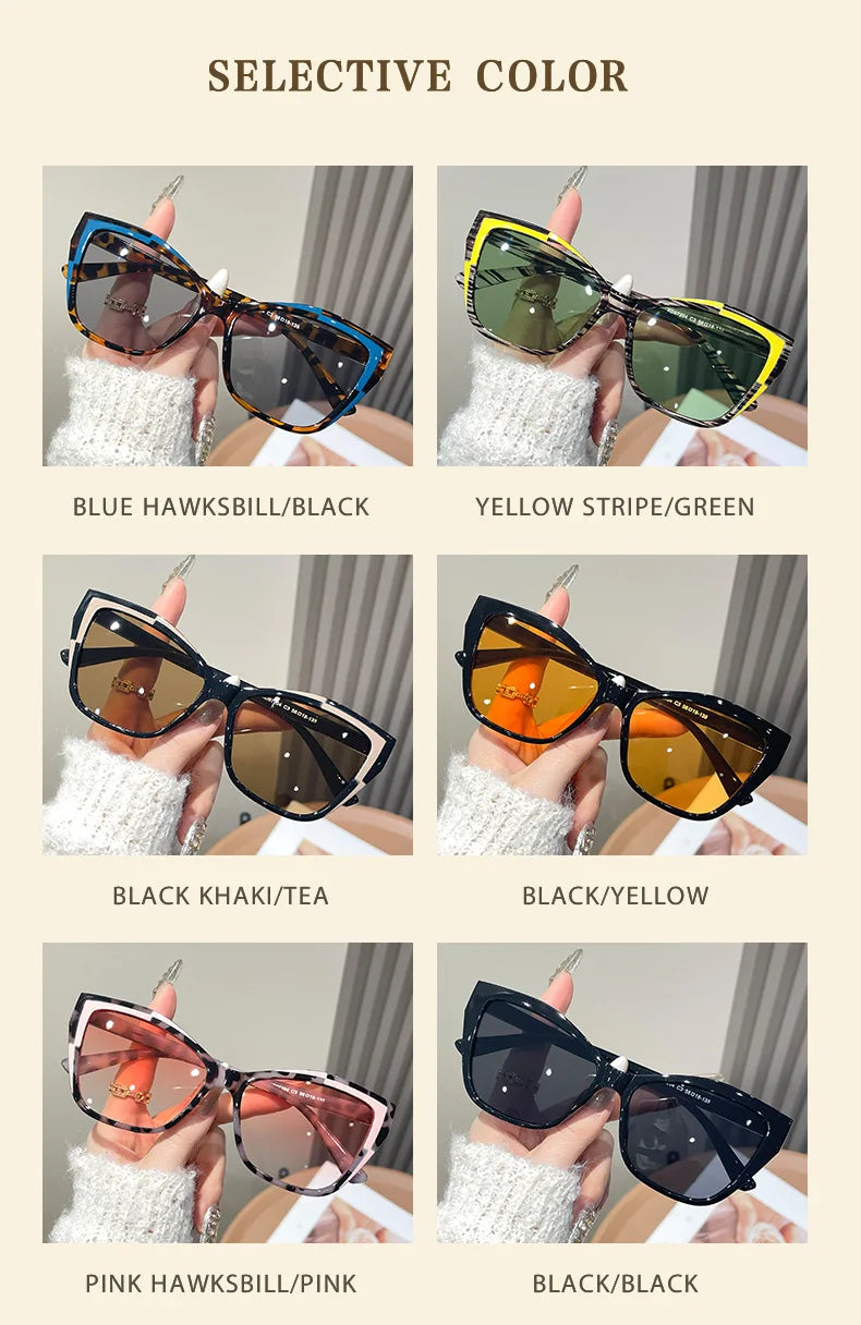 Fashionable Color Block Personality Sunglasses Street Snap Slimming Effect Popular Eyewear Oculos De Sol Female Eyeglasses