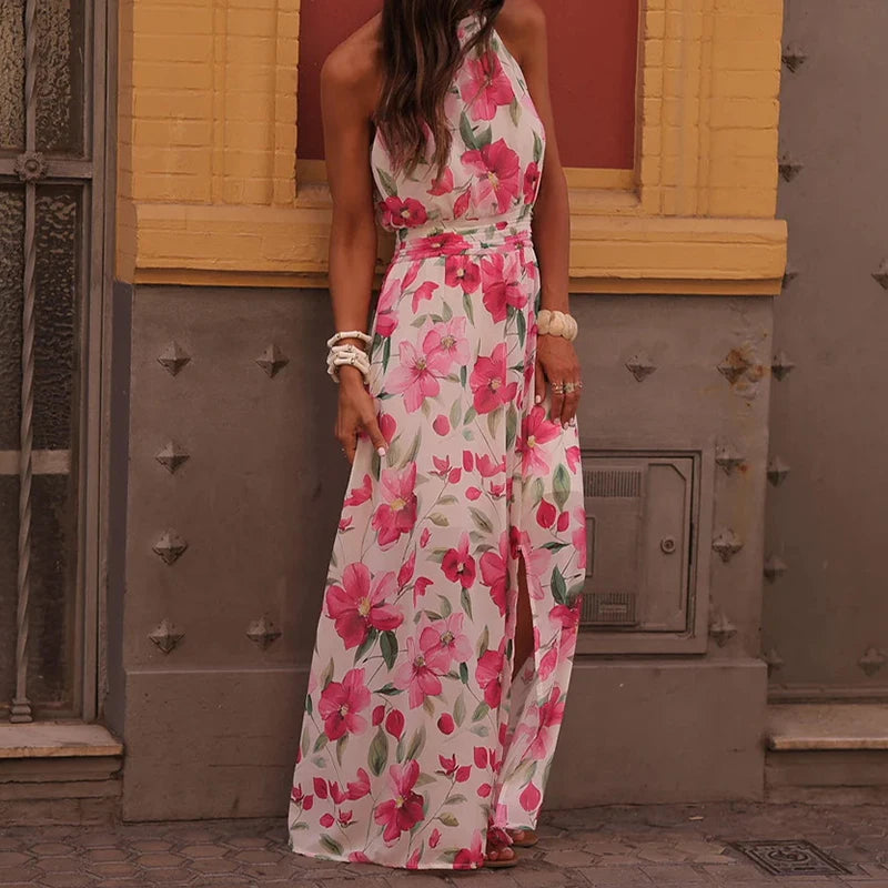 2026 Women Sleeveless Maxi Dress Chic Patchwork Print O-Neck Summer Fashion Elegant Casual Party Holiday Ladies Dress Streetwear