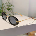 Small Oval Frame Retro Sunglasses Luxury Metal Designer Shades Women's Trendy Fashion Brand Leopard Beach Sun Glasses for Lady