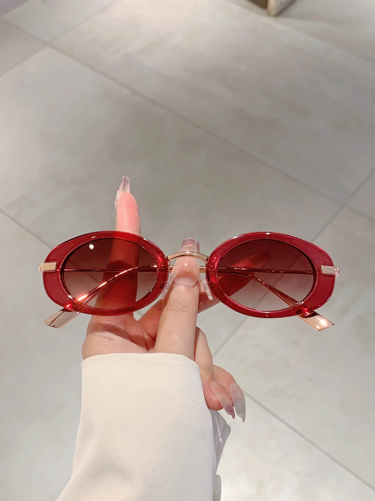 Small Oval Frame Retro Sunglasses Luxury Metal Designer Shades Women's Trendy Fashion Brand Leopard Beach Sun Glasses for Lady
