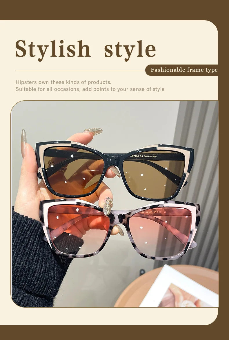 Fashionable Color Block Personality Sunglasses Street Snap Slimming Effect Popular Eyewear Oculos De Sol Female Eyeglasses