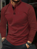 A Stylish Men's Round-Neck Plain Spliced Polo Shirt Suitable for Wearing at Home in Summer, Autumn, and Winter