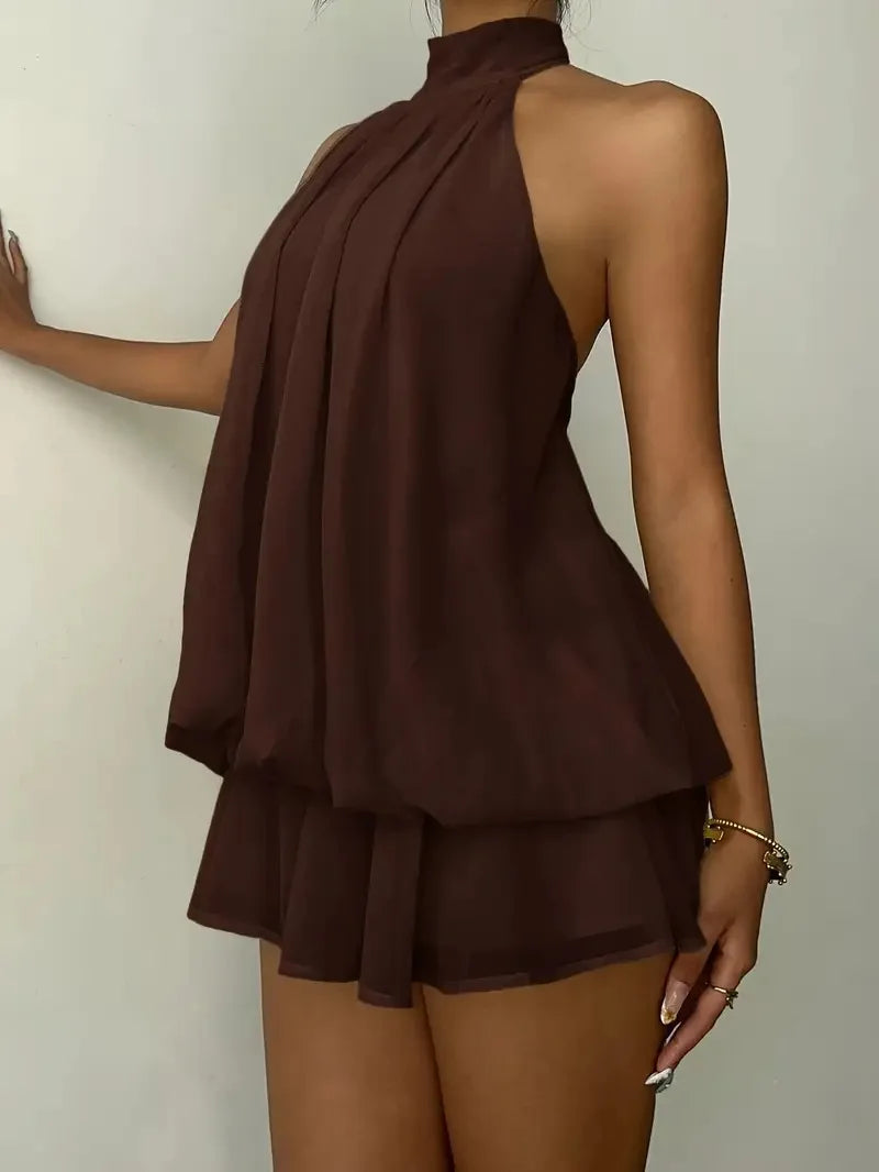 Halter Mini Dress Women Chiffon Backless Summer Dress Woman Sweet Party Dress Sexy Beach Dresses For Women 2026 Vestidos Mujer