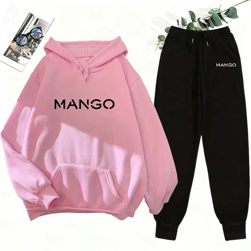 2025 New Trend Women's Sweatshirt&sweatpants 2pcs Set Urban Casual Fashion Hooded Tracksuit Autumn Winter Hoodie Jogging Outfits