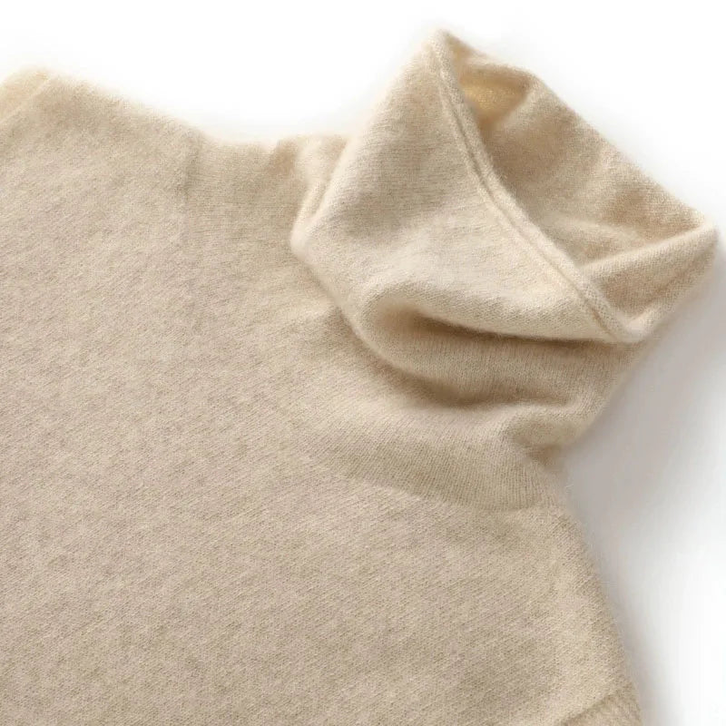 Women Merino Wool Sleeveless Pullovers Turtleneck Sweater Waistcoat Wool Knitwear Spring Autumn Winter Fashion Vest Tops