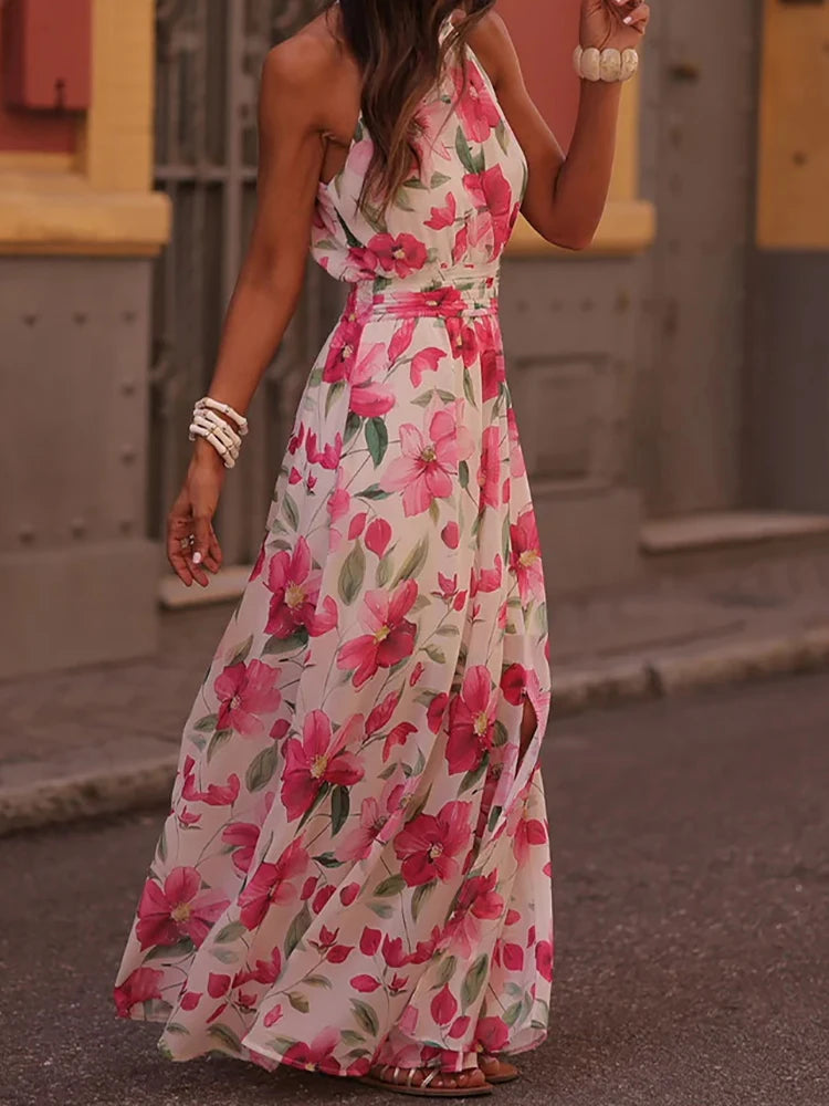 2026 Women Sleeveless Maxi Dress Chic Patchwork Print O-Neck Summer Fashion Elegant Casual Party Holiday Ladies Dress Streetwear