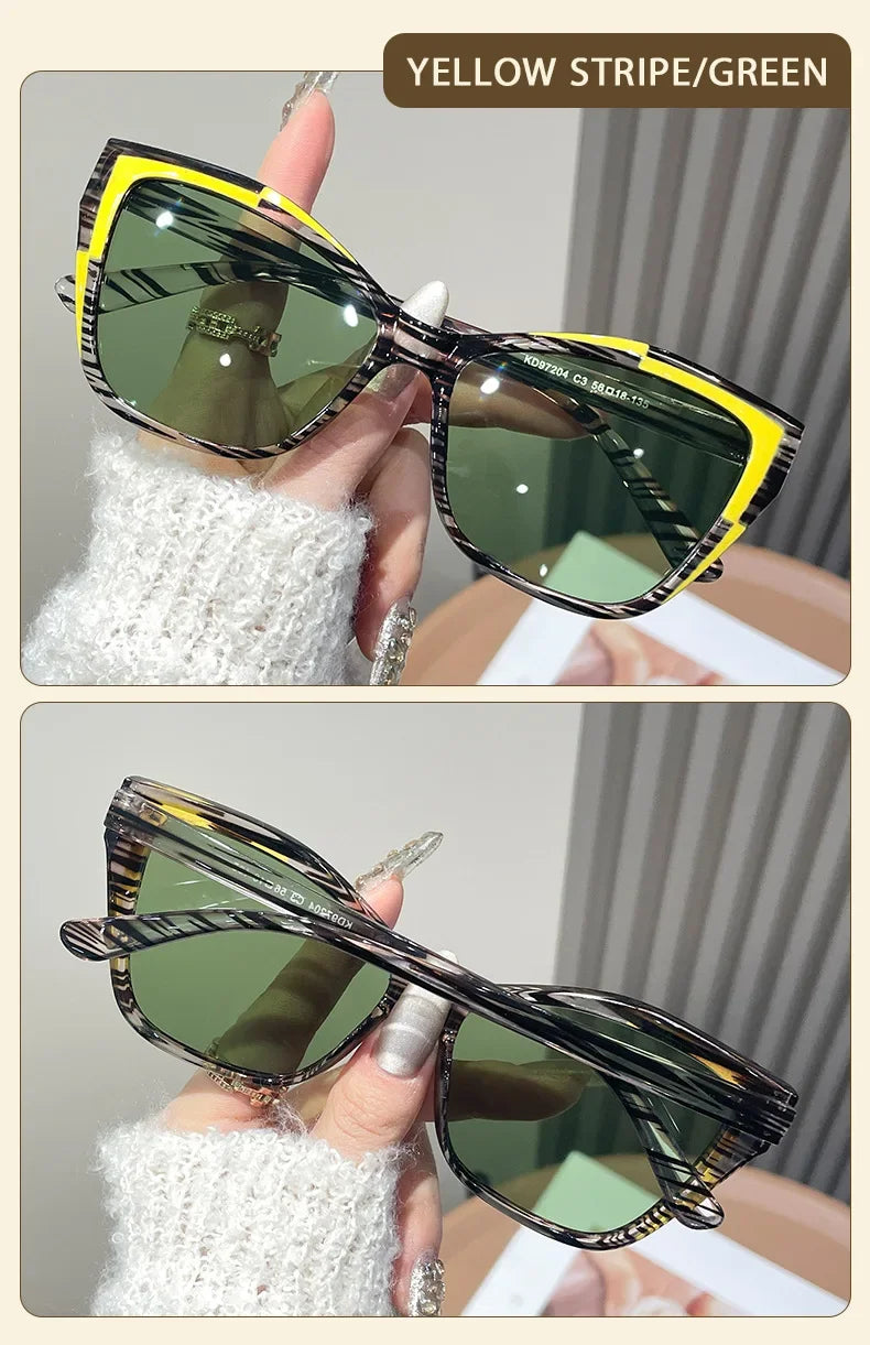 Fashionable Color Block Personality Sunglasses Street Snap Slimming Effect Popular Eyewear Oculos De Sol Female Eyeglasses