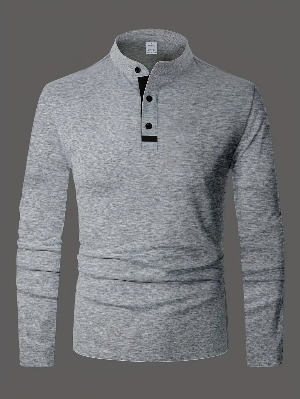 A Stylish Men's Round-Neck Plain Spliced Polo Shirt Suitable for Wearing at Home in Summer, Autumn, and Winter