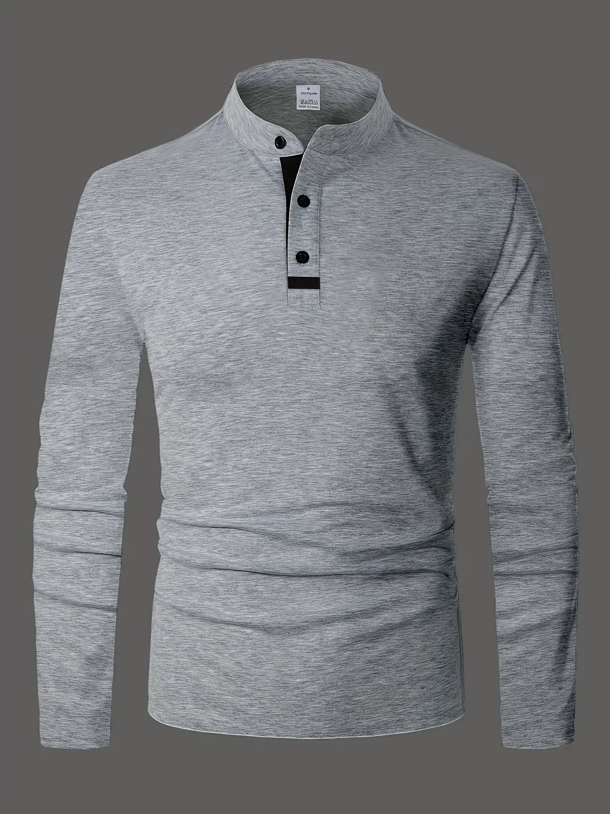 A Stylish Men's Round-Neck Plain Spliced Polo Shirt Suitable for Wearing at Home in Summer, Autumn, and Winter