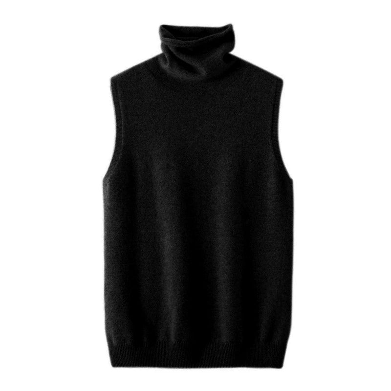 Women Merino Wool Sleeveless Pullovers Turtleneck Sweater Waistcoat Wool Knitwear Spring Autumn Winter Fashion Vest Tops