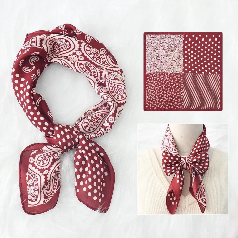 New Silk Scarf Neckerchief Women's Silk Square Scarf Purse Luxury Scarf for Women Designer Silk Headscarf SJ01