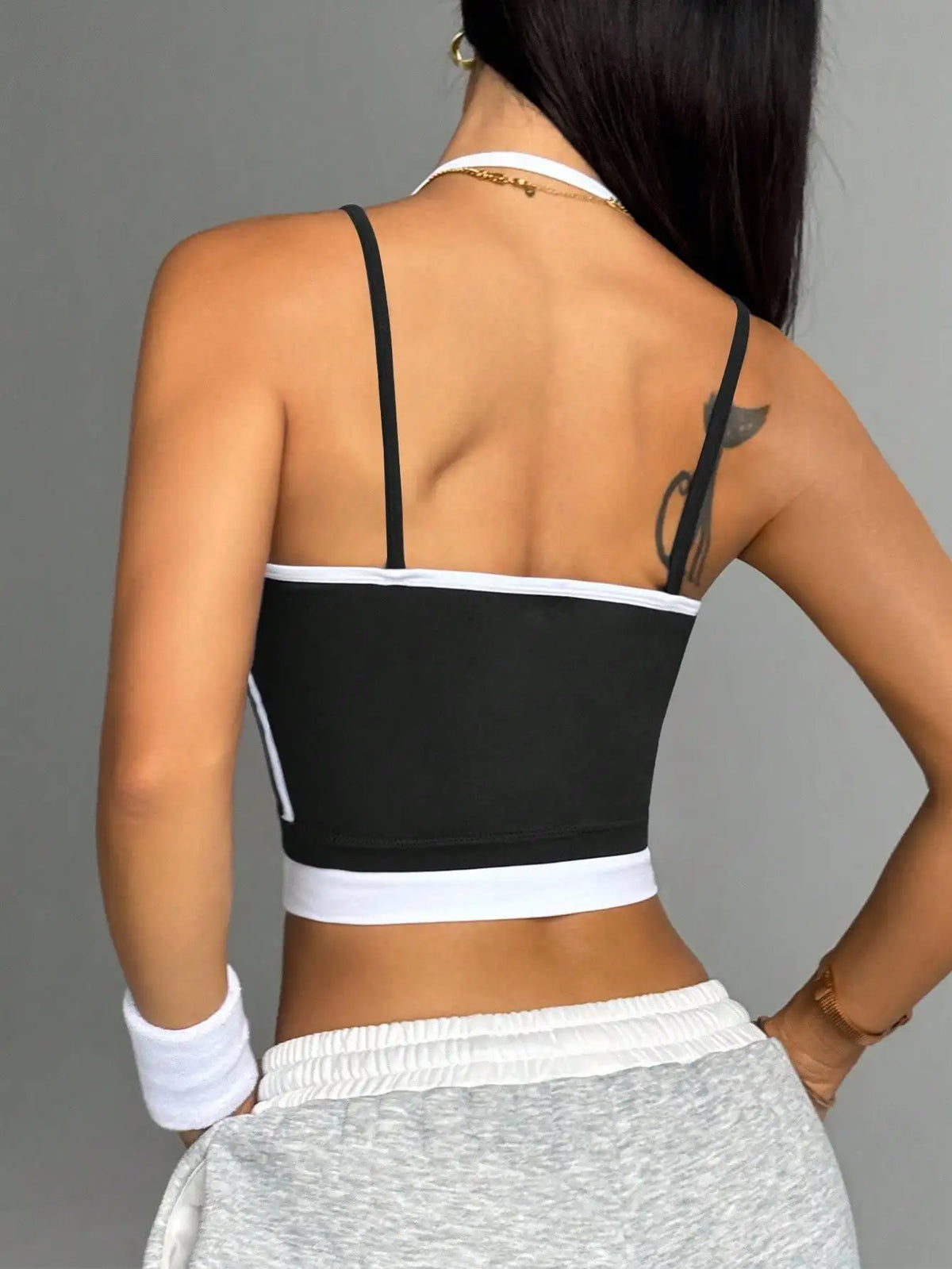 Color blocking non steel ring beautiful back sports vest for women's outdoor wear, fitness running, shock-absorbing gathering, s