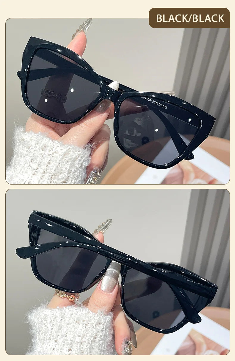 Fashionable Color Block Personality Sunglasses Street Snap Slimming Effect Popular Eyewear Oculos De Sol Female Eyeglasses
