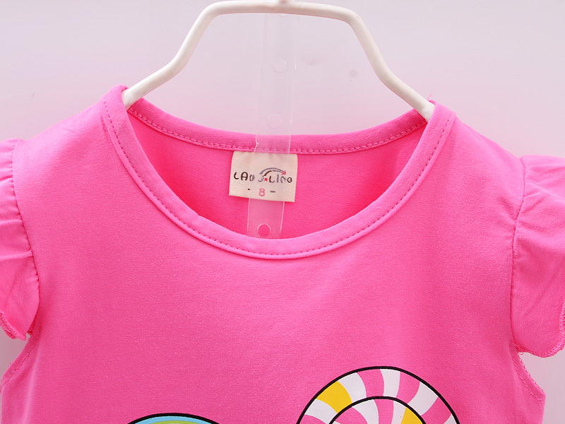 Baby Girls Clothes Sets for Kids T-shirt Tops+Short Pants Clothes Sets Toddler Girl Lollipop Printed Summer Infant Clothing Sets