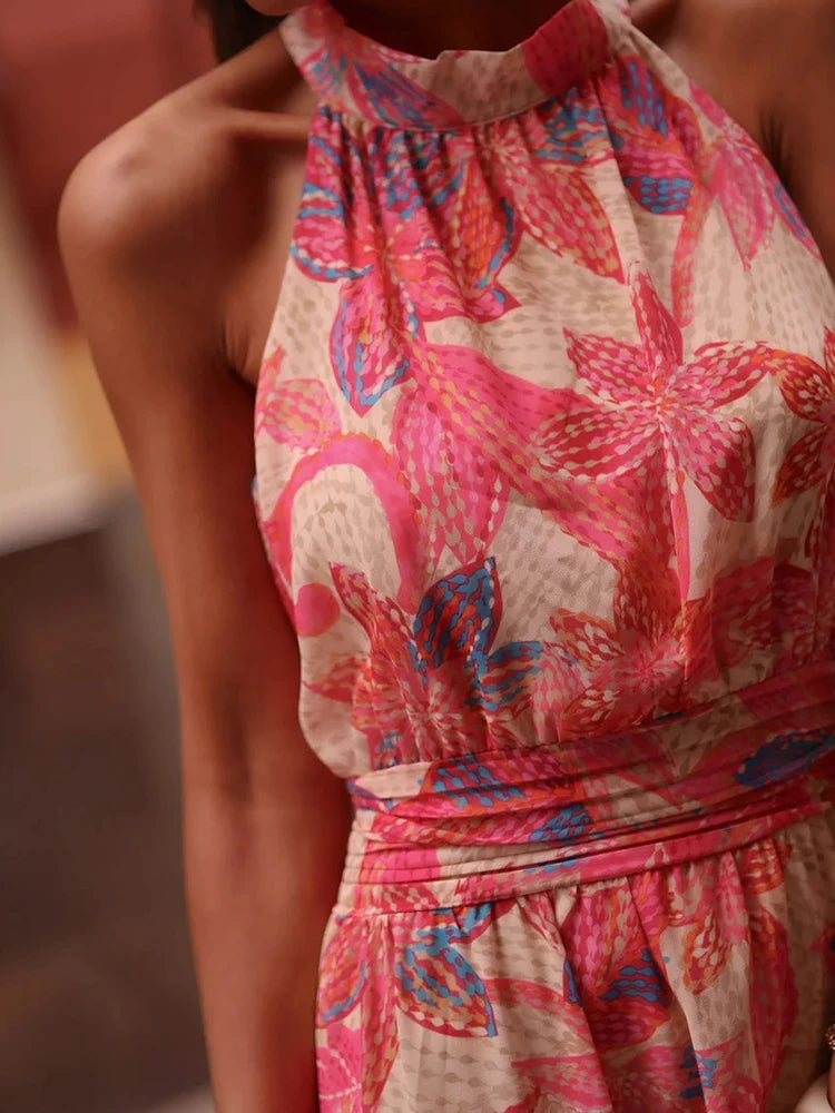 2026 Women Sleeveless Maxi Dress Chic Patchwork Print O-Neck Summer Fashion Elegant Casual Party Holiday Ladies Dress Streetwear