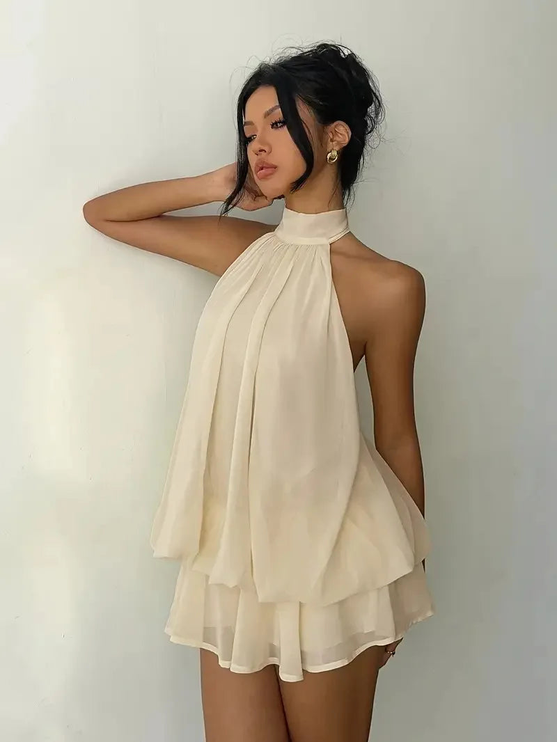 Halter Mini Dress Women Chiffon Backless Summer Dress Woman Sweet Party Dress Sexy Beach Dresses For Women 2026 Vestidos Mujer