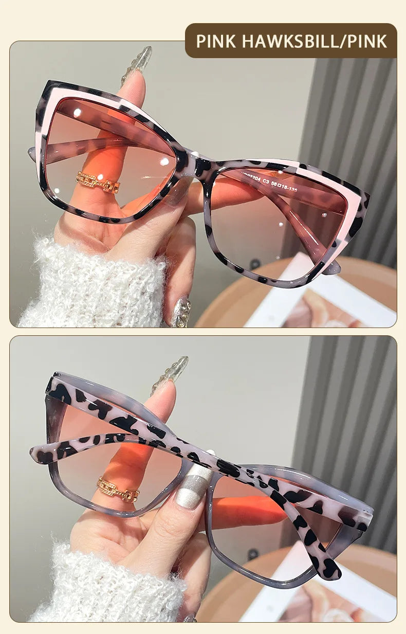 Fashionable Color Block Personality Sunglasses Street Snap Slimming Effect Popular Eyewear Oculos De Sol Female Eyeglasses