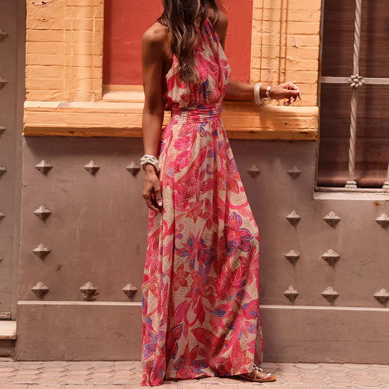 2026 Women Sleeveless Maxi Dress Chic Patchwork Print O-Neck Summer Fashion Elegant Casual Party Holiday Ladies Dress Streetwear