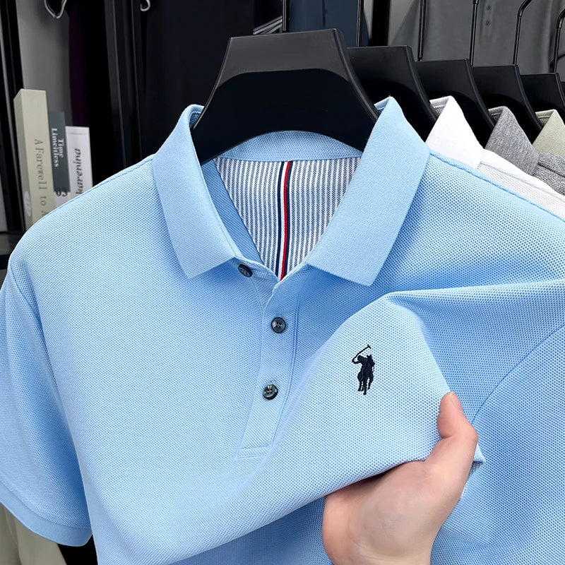 100% pure cotton high-end brand men's short sleeve polo shirt summer fashion original pony embroidery golf Paul  casual T-shirt